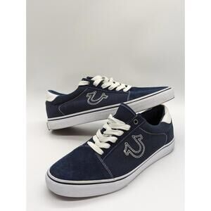True Religion Navy Blue Suede Canvas Low Top Nuno Shoes Mens Size US 11 Worn 1X